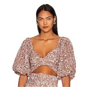 Revolve x Mink Pink Jedda Crop Blouse in Paisley, New with Tags